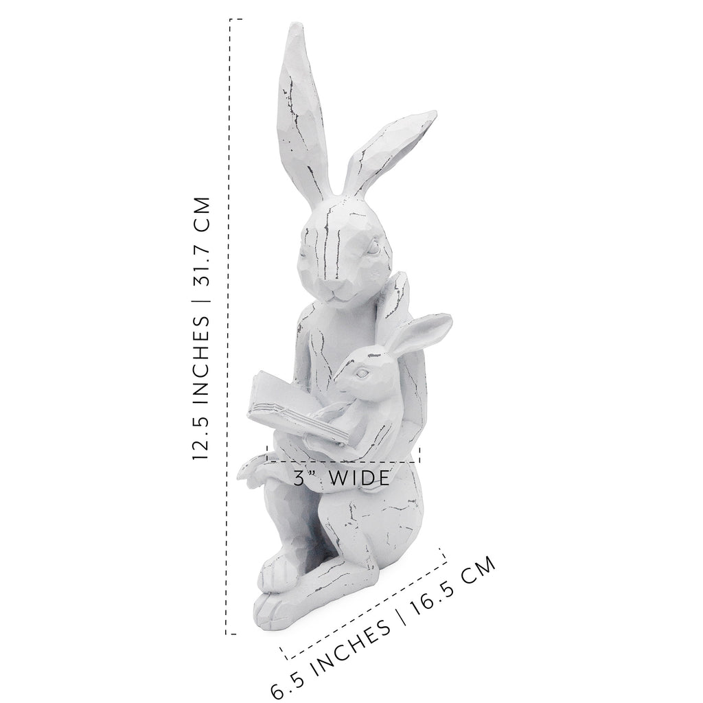 Easter Reading Rabbit Figurine with Baby Rabbit (Case of 8) - 8X_SH_2347_CASE