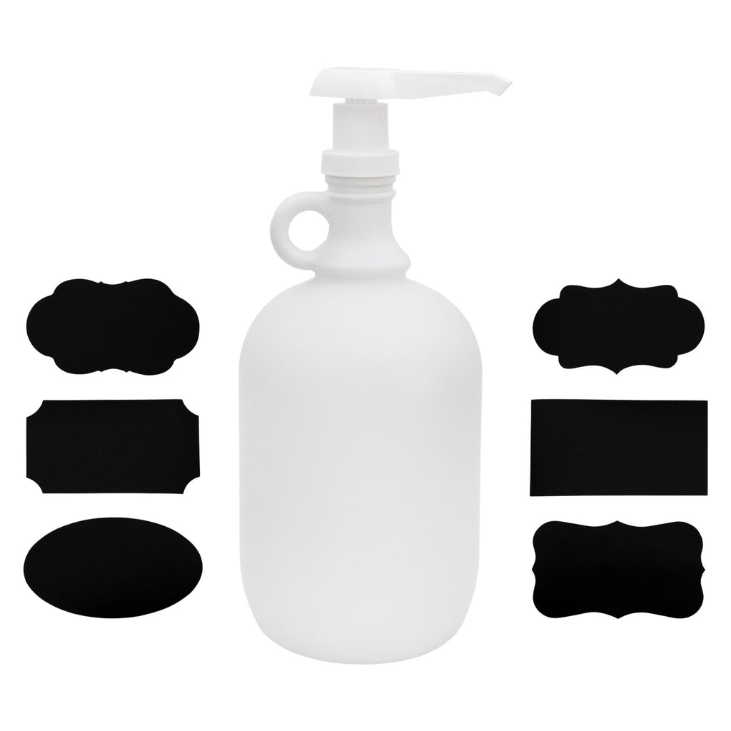 Half Gallon Glass Pump Dispenser Bottle (White, Case of 9) - 9X_SH_2352_CASE