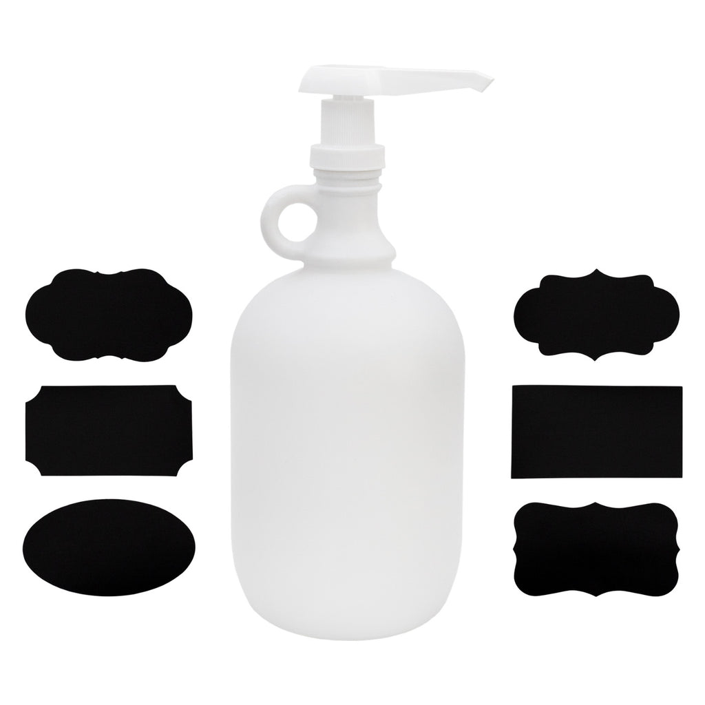 Half Gallon Glass Pump Dispenser Bottle (White, Case of 9) - SH_2352_CASE