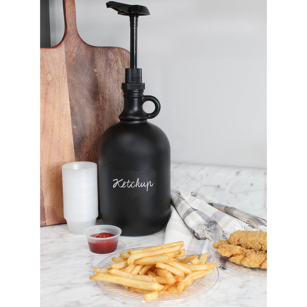 Half Gallon Glass Pump Dispenser Bottle (Black) - sh2353dar0