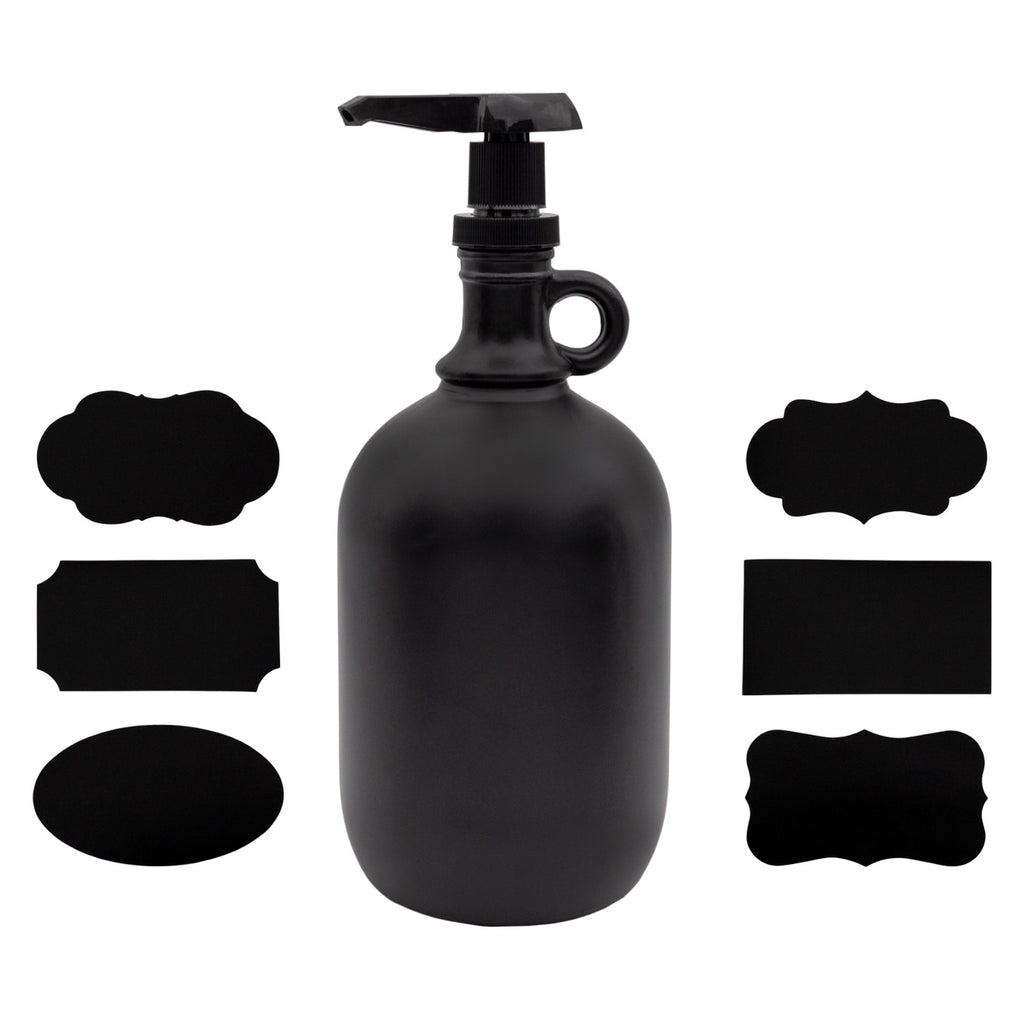 Half Gallon Glass Pump Dispenser Bottle (Black, Case of 9) - 9X_SH_2353_CASE