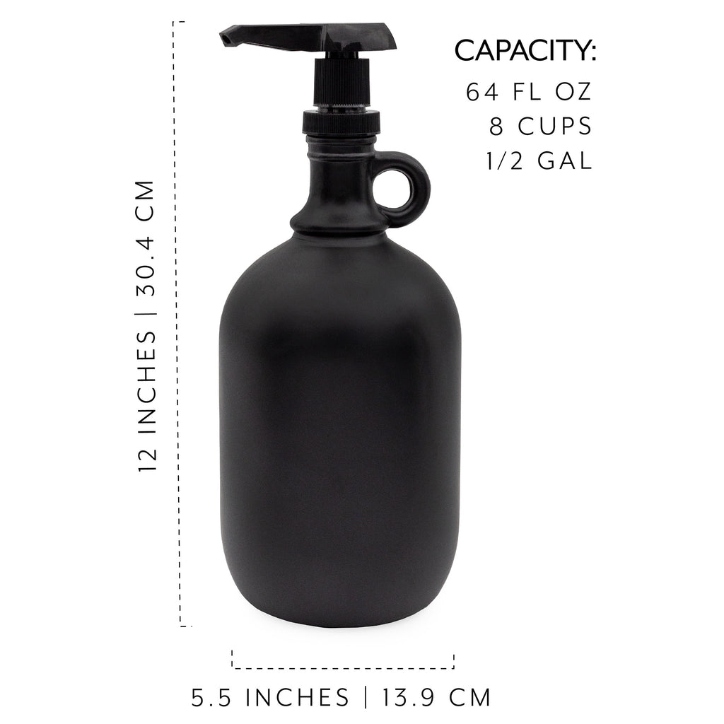 Half Gallon Glass Pump Dispenser Bottle (Black) - sh2353dar0