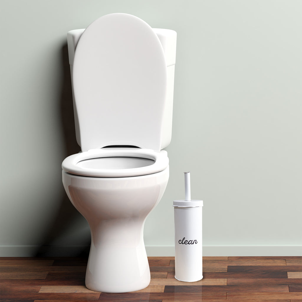 White Enamelware Toilet Brush Holder - sh2367ah1