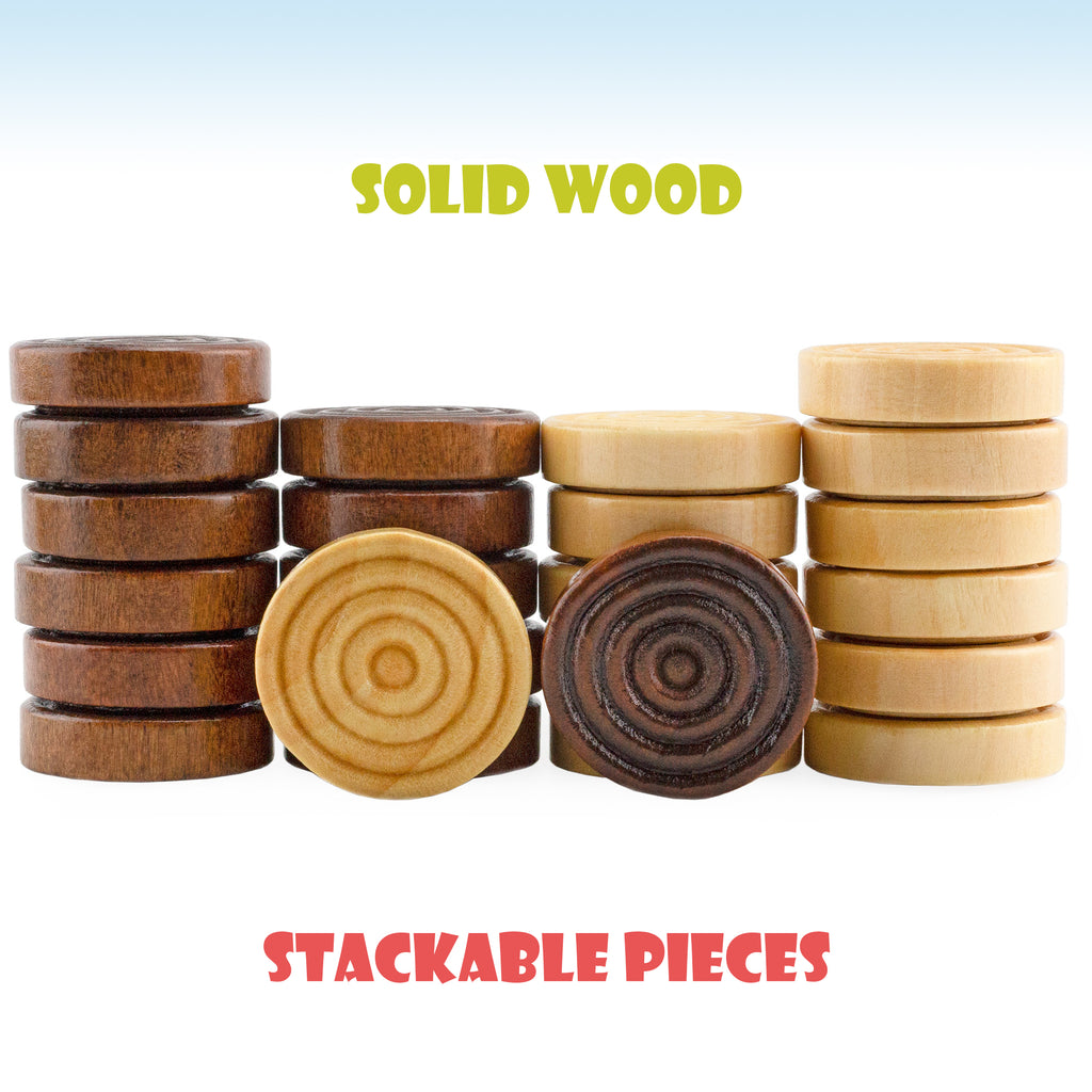Classic Stackable Wooden Checkers 24pc (Case of 22 Sets) - SH_458_CASE