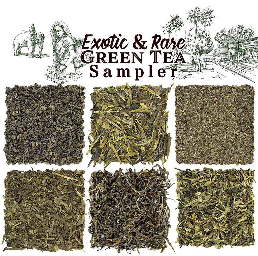 Exotic and Rare Green Tea Loose Leaf Tea Sampler Assortment (6-Variety) - STTKit007