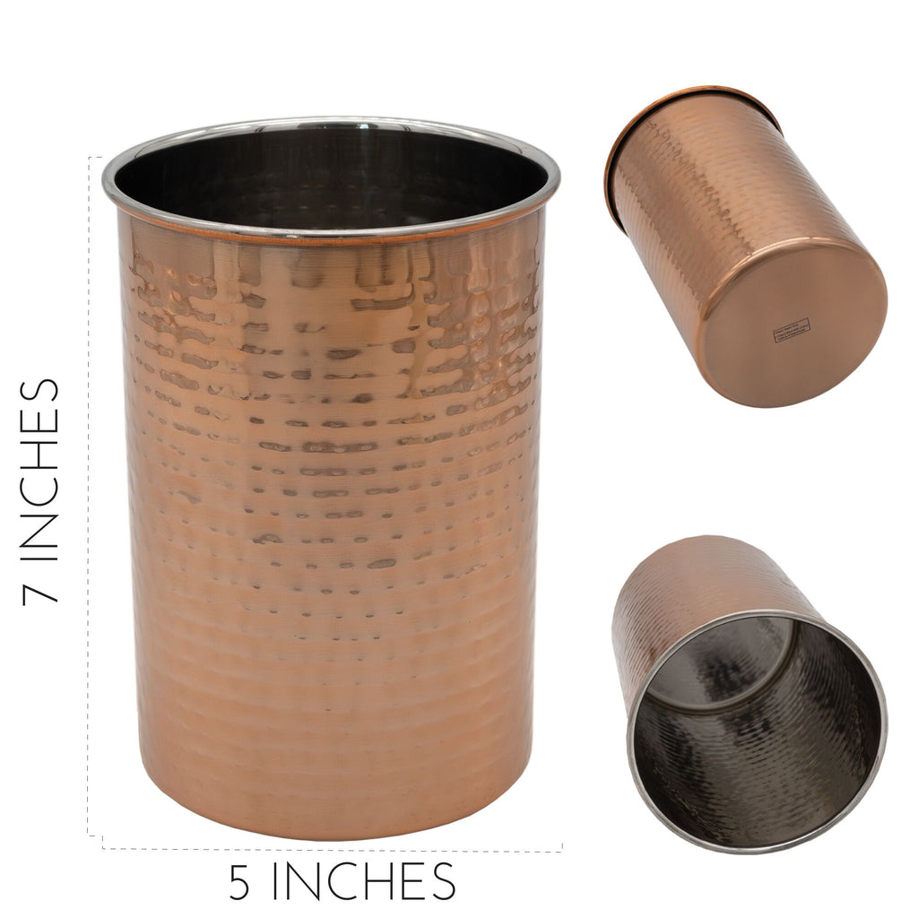 Hammered Copper Kitchen Utensil Holder / 7-Inch Tool Caddy - si860102dar0Copper