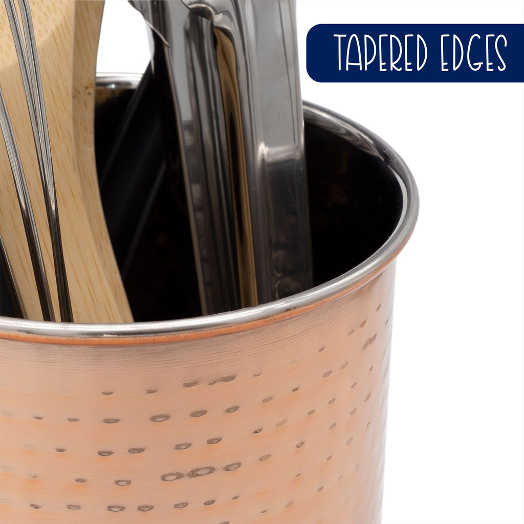 Hammered Copper Kitchen Utensil Holder / 7-Inch Tool Caddy - si860102dar0Copper