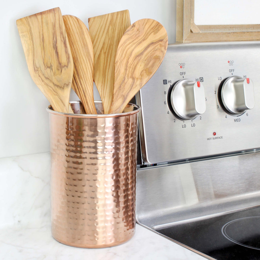 Hammered Copper Kitchen Utensil Holder / 7-Inch Tool Caddy - si860102dar0Copper