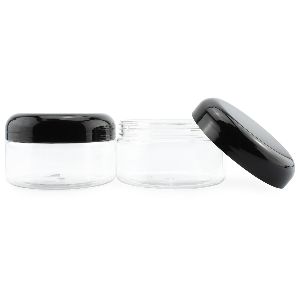 8oz Clear Plastic Jars w/ Black Plastic Lids (Case of 144) - SH_1323_CASE