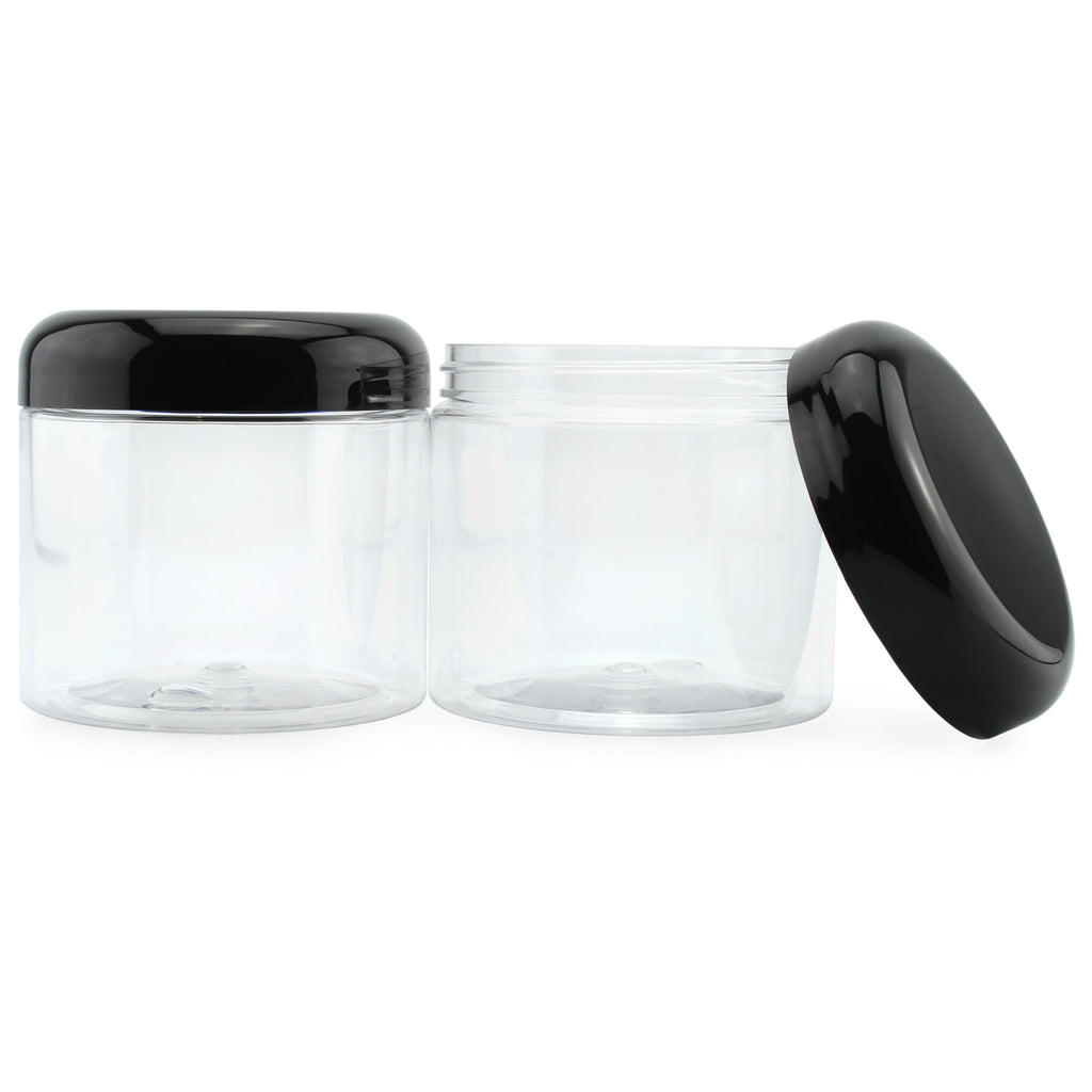 16oz Clear Plastic Jars w/Domed Lids (Case of 144) - 24X_SH_1324_CASE