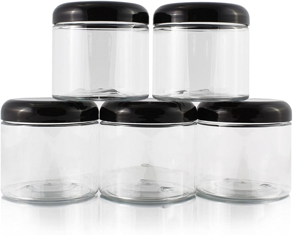 16oz Clear Plastic Jars w/Domed Lids (Case of 144) - 24X_SH_1324_CASE