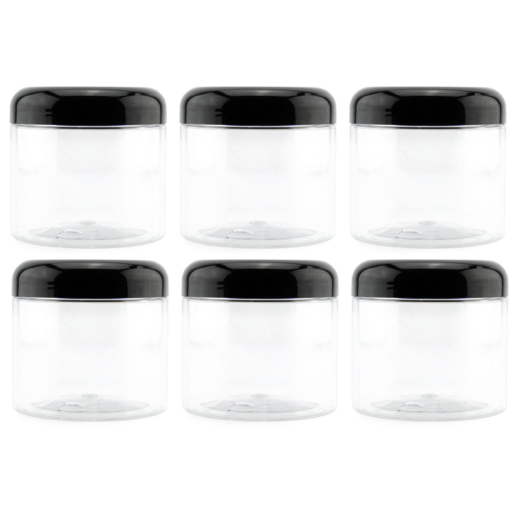 16oz Clear Plastic Jars w/Domed Lids (Case of 144) - 24X_SH_1324_CASE