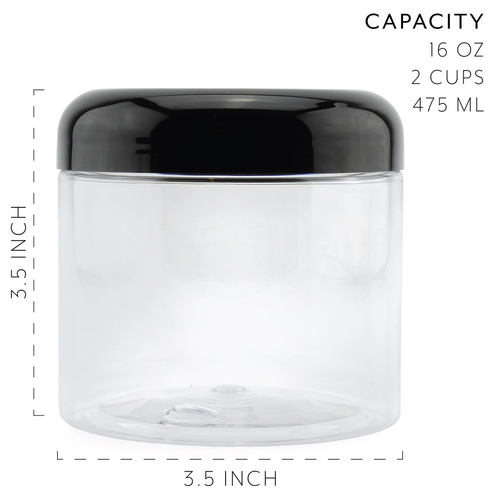 16oz Clear Plastic Jars w/Domed Lids (Case of 144) - 24X_SH_1324_CASE