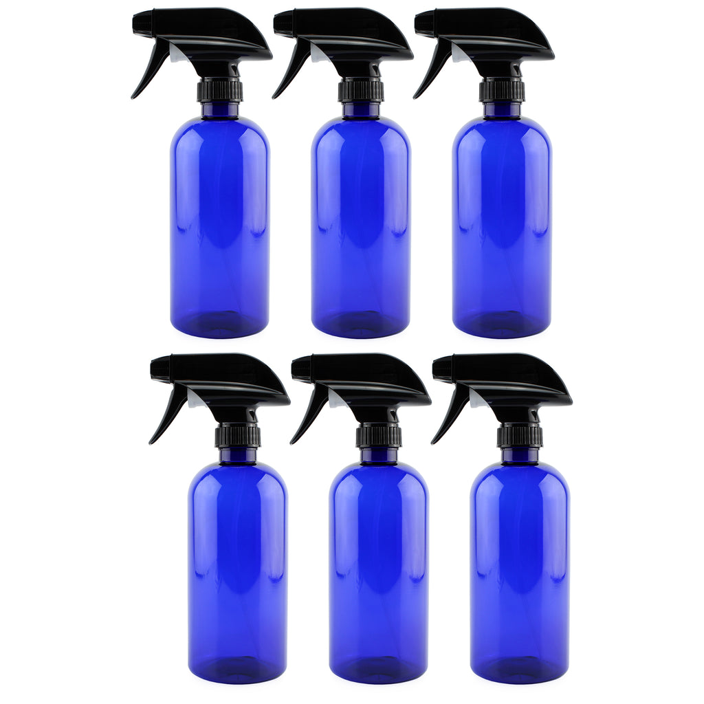 16oz Blue PLASTIC Spray Bottles w/Heavy Duty Mist & Stream Sprayers (6-pack) - sh1269cb0mnw