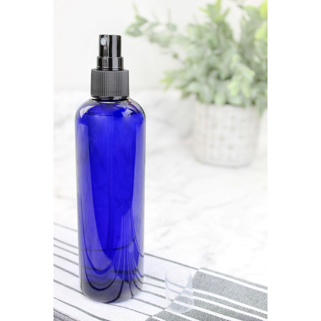 8oz Blue Plastic PET Spray Bottles w/ Fine Mist Atomizers (Case of 198) - 33X_SH_1416_CASE