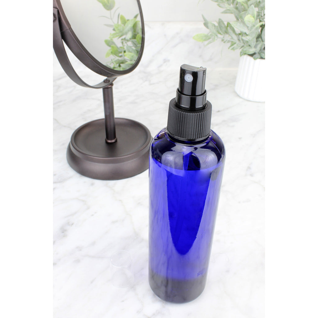 8oz Blue Plastic PET Spray Bottles w/ Fine Mist Atomizers (Case of 198) - 33X_SH_1416_CASE