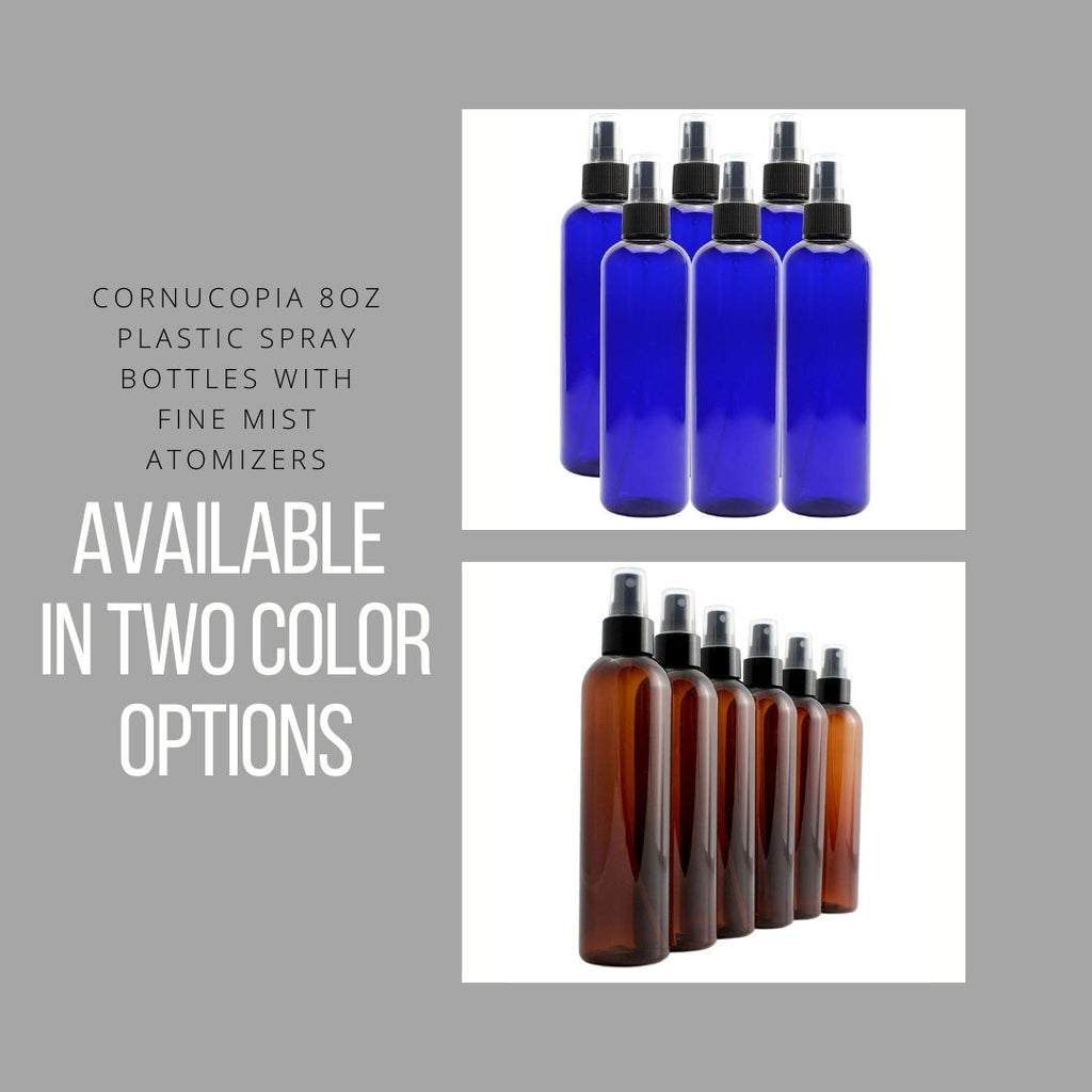 8oz Colored Plastic PET Spray Bottles w/ Fine Mist Atomizers (6-pack) - 8ozFine