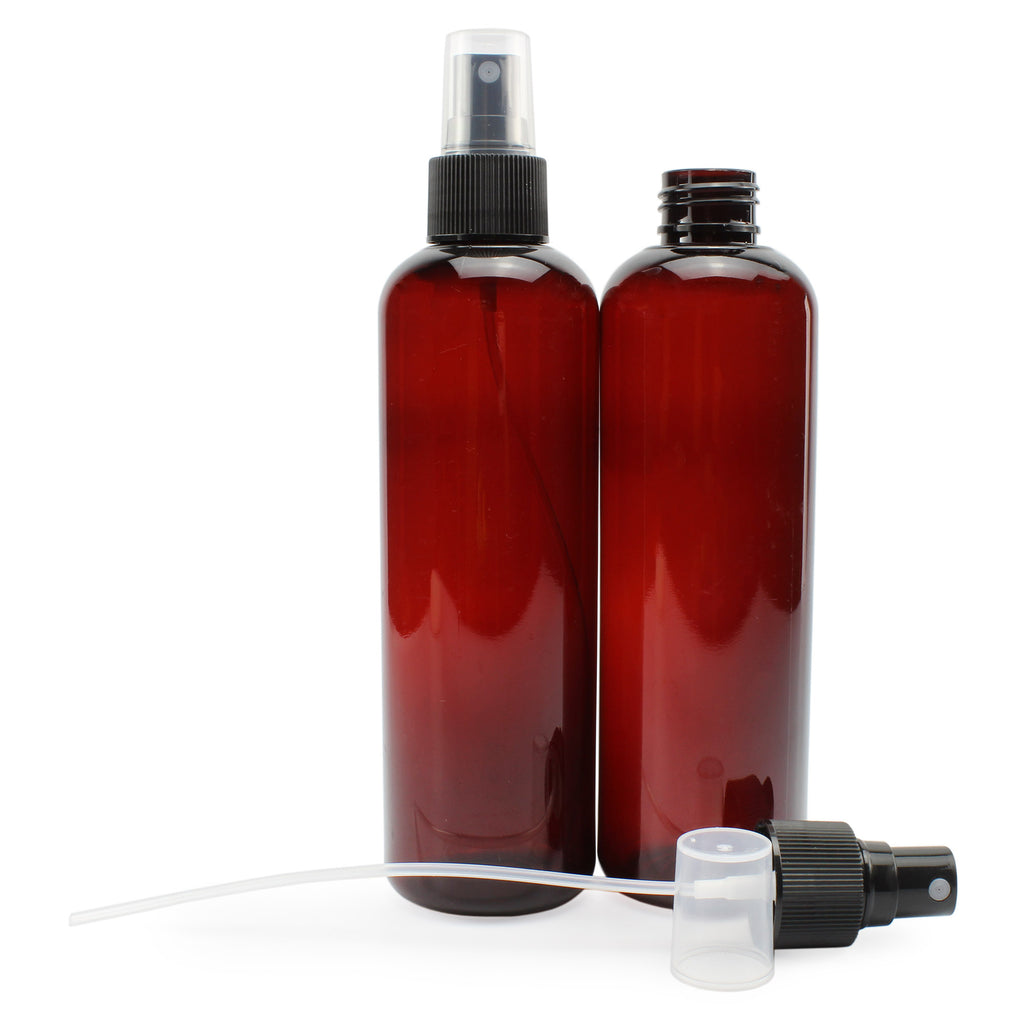 8oz Brown Plastic Spray Bottles w/ Atomizers (Case of 198) - 33X_SH_1417_CASE