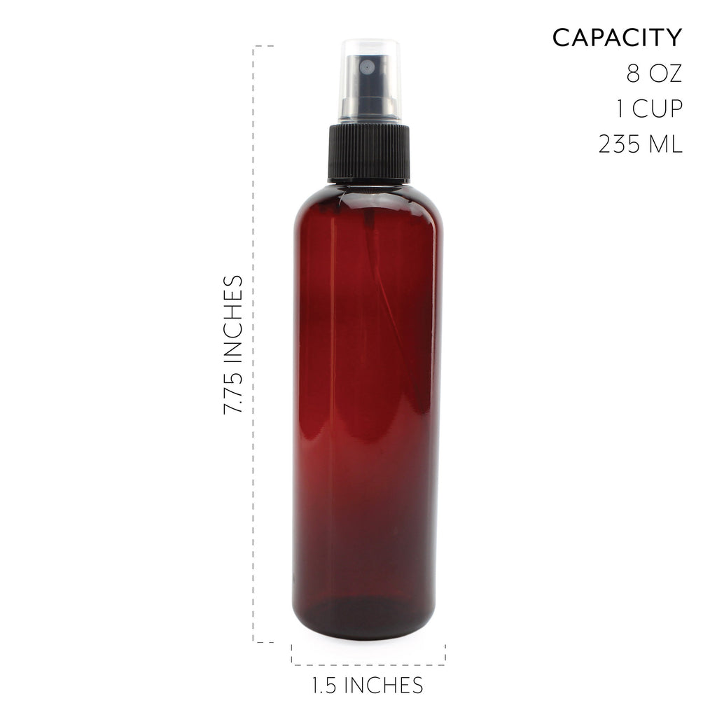 8oz Brown Plastic Spray Bottles w/ Atomizers (Case of 198) - 33X_SH_1417_CASE