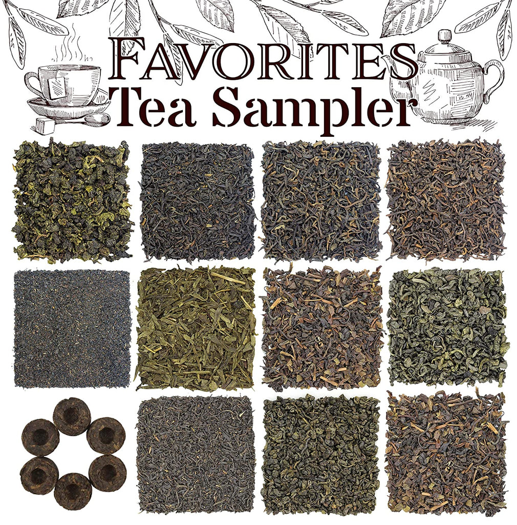 Favorites 12-Variety Loose Leaf Tea Sampler with Green, Black, Oolong, and Pu-erh Loose Tea (12-tin Variety Pack) - STTKit010