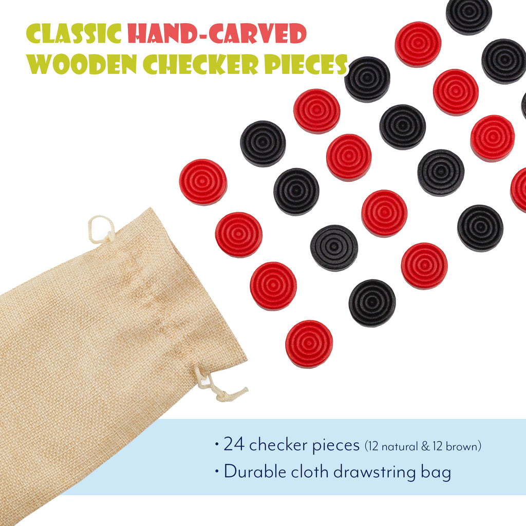 Black & Red Stackable Wooden Checkers 24pc (Case of 100 Sets) - 100X_SH_1354_CASE