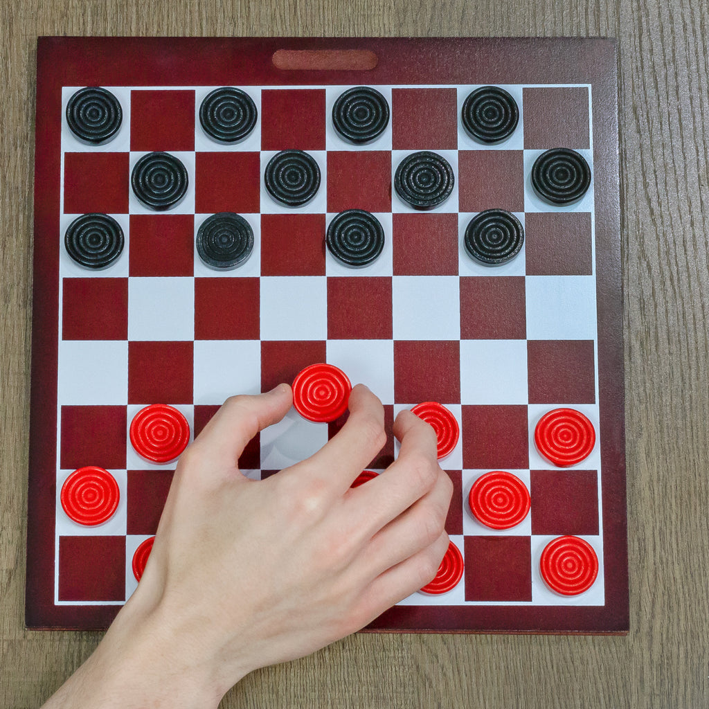 Black & Red Stackable Wooden Checkers 24pc (Case of 100 Sets) - 100X_SH_1354_CASE