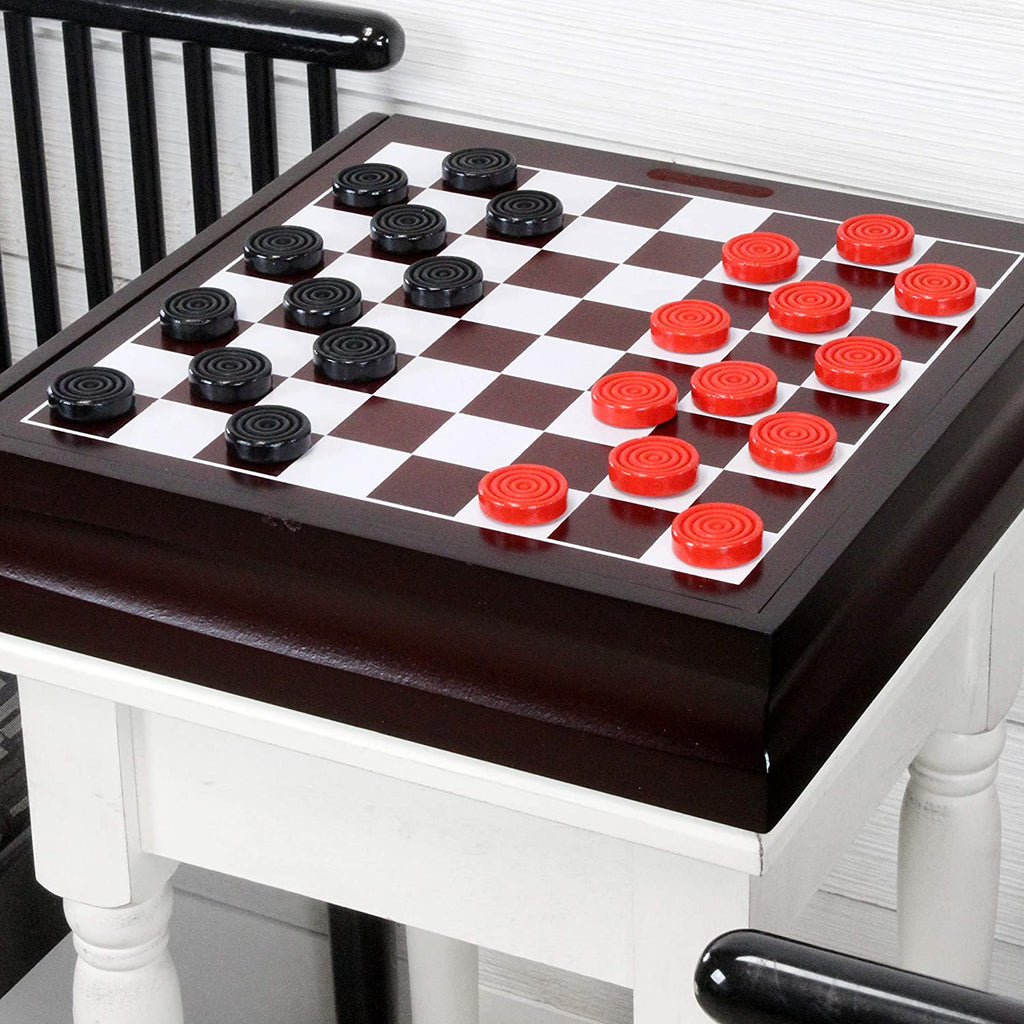 Black & Red Stackable Wooden Checkers 24pc (Case of 100 Sets) - 100X_SH_1354_CASE