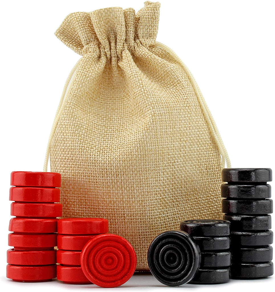 Black & Red Stackable Wooden Checkers 24pc (Case of 100 Sets) - 100X_SH_1354_CASE