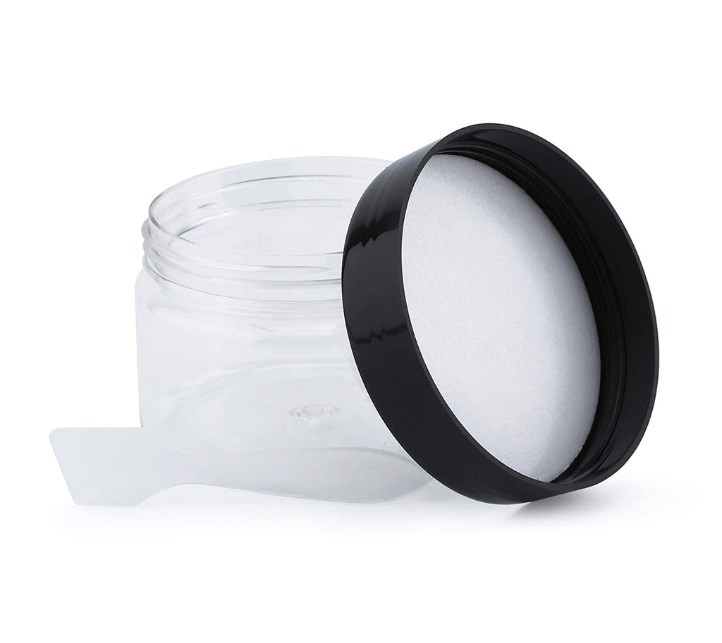 4oz Clear Plastic Jars with Labels & Spatulas & Lids (12-Pack) - sh1272cb04oz