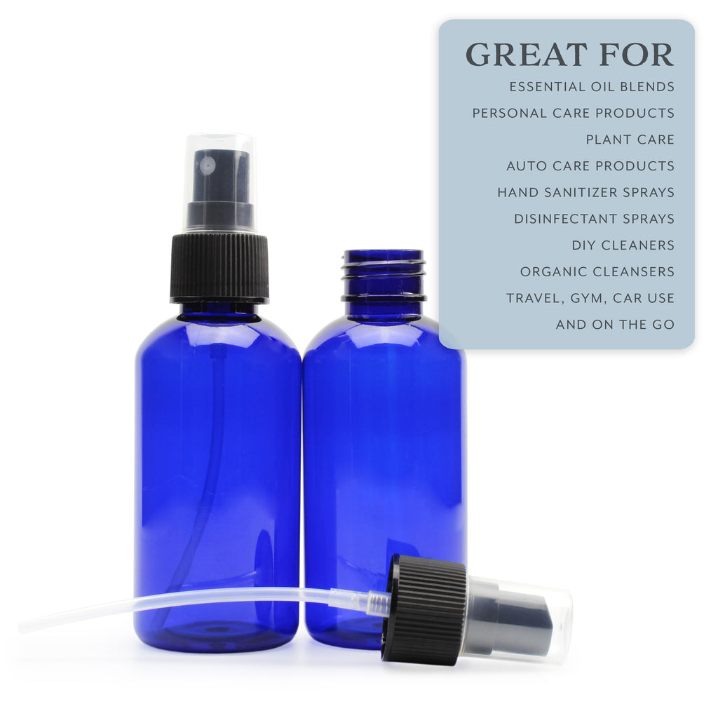 4oz Blue PLASTIC Fine Mist Spray Bottles (12-Pack w/ Black Sprayers) - sh1418cb04oz