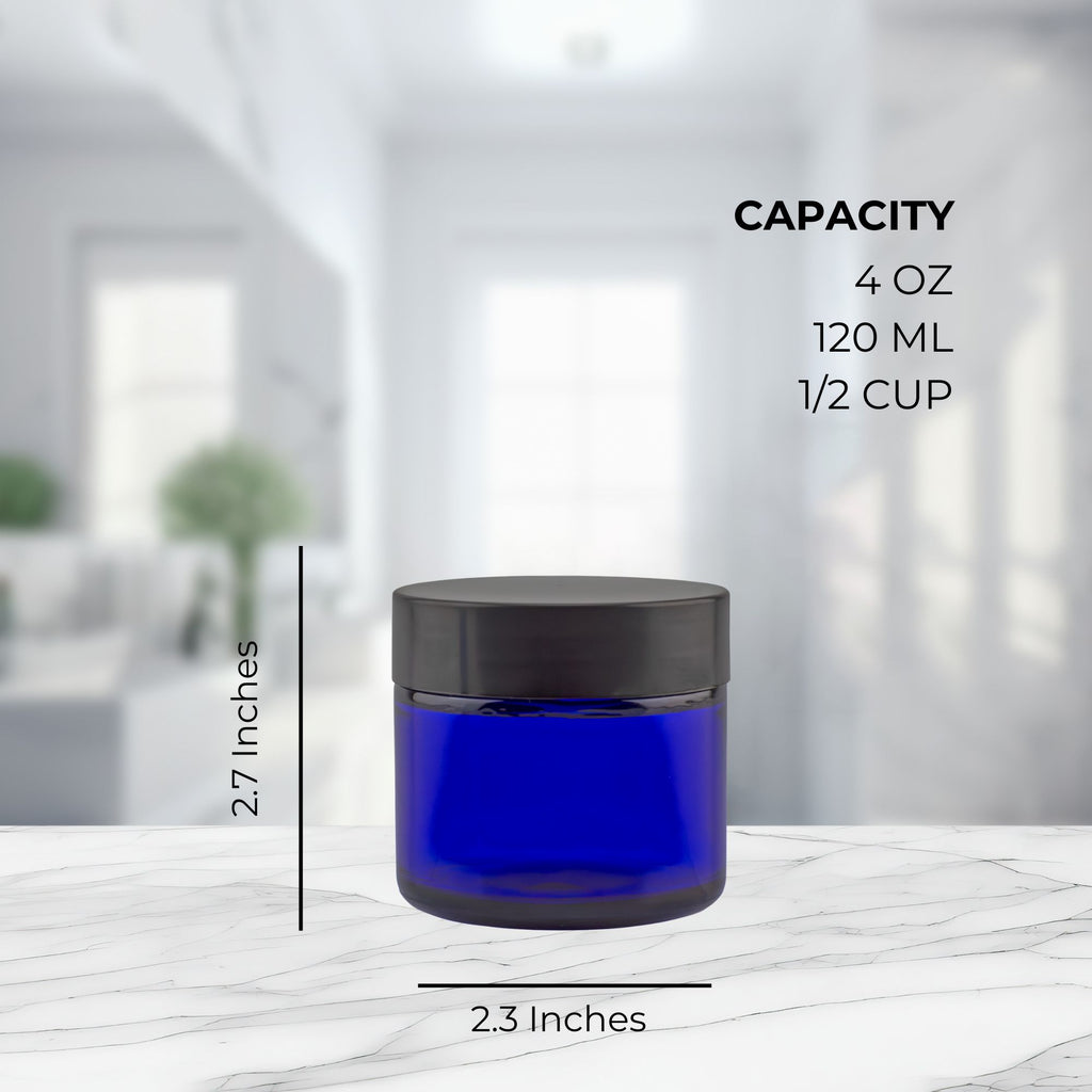 4oz Cobalt Blue Glass Straight Sided Cosmetic Jars (12-Pack) - sh913cb0mnw