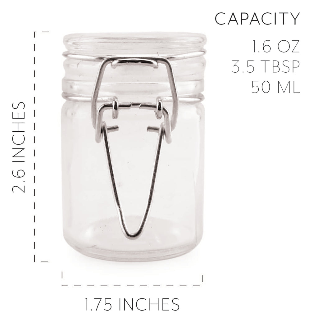 1.6oz Herbs Mini Storage Jars w/Clamp Top Rubber Gasket (12-Pack) - sh1174cb0