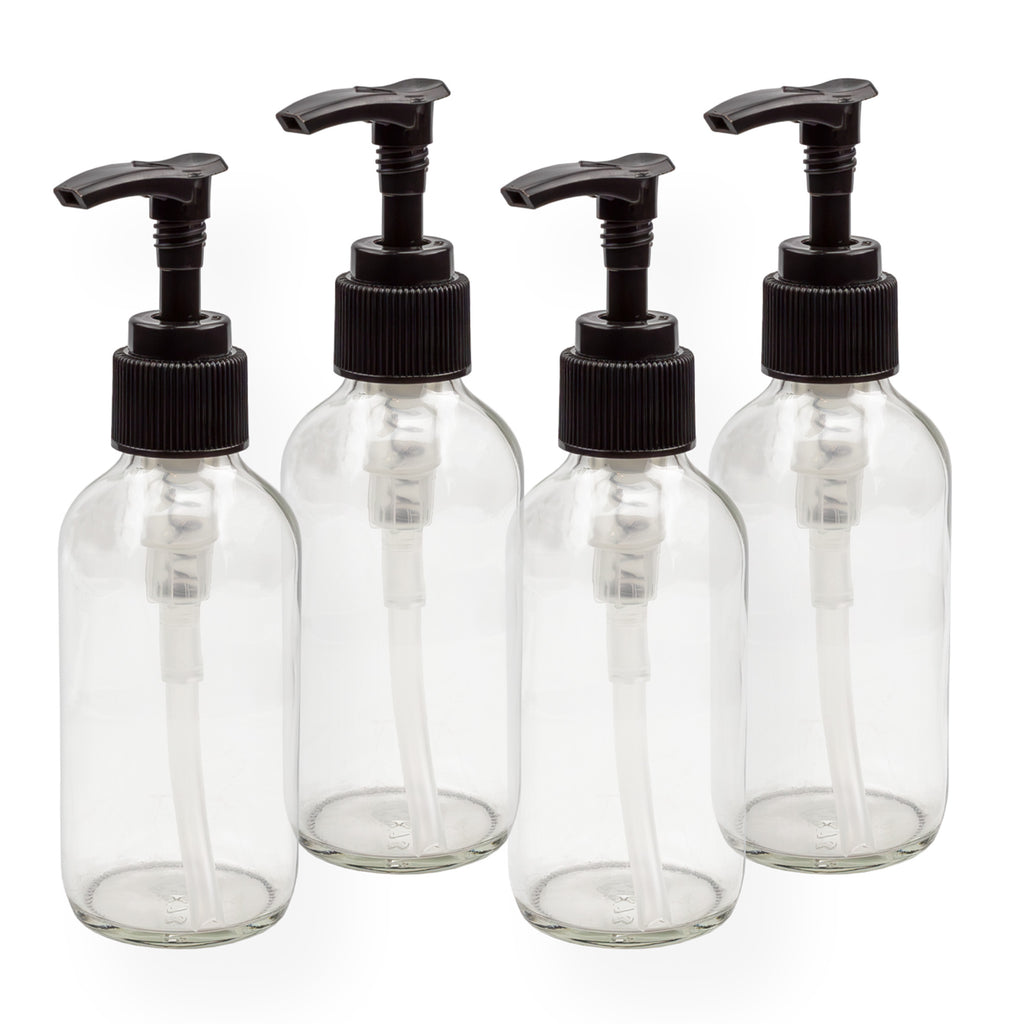 4oz Clear Glass Pump Bottles (4 Pack) - sh1421cb0CLEAR4oz