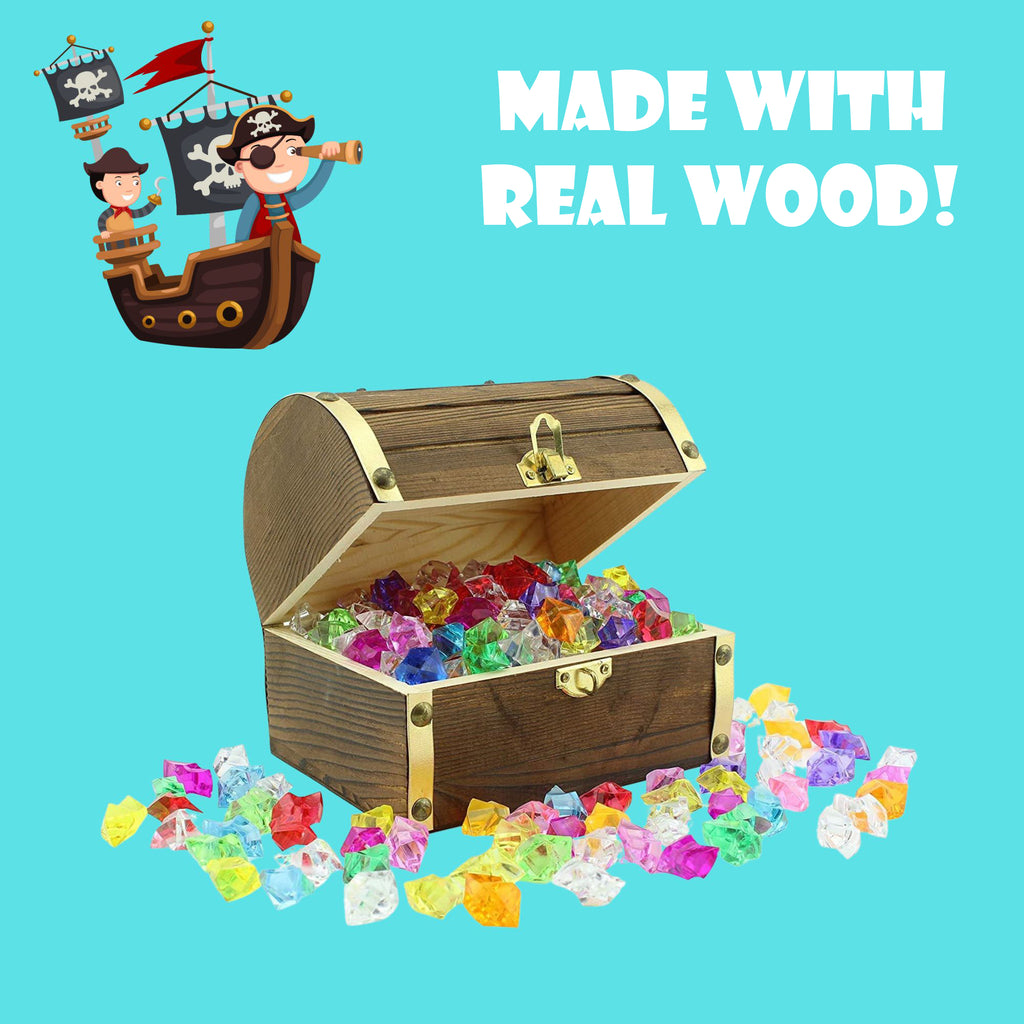 Wooden Pirate Treasure Chest w/ Jewels (Case of 18) - 18X_SH_1014_CASE