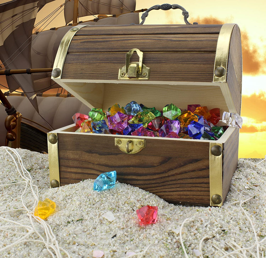 Wooden Pirate Treasure Chest w/ Jewels (Case of 18) - 18X_SH_1014_CASE