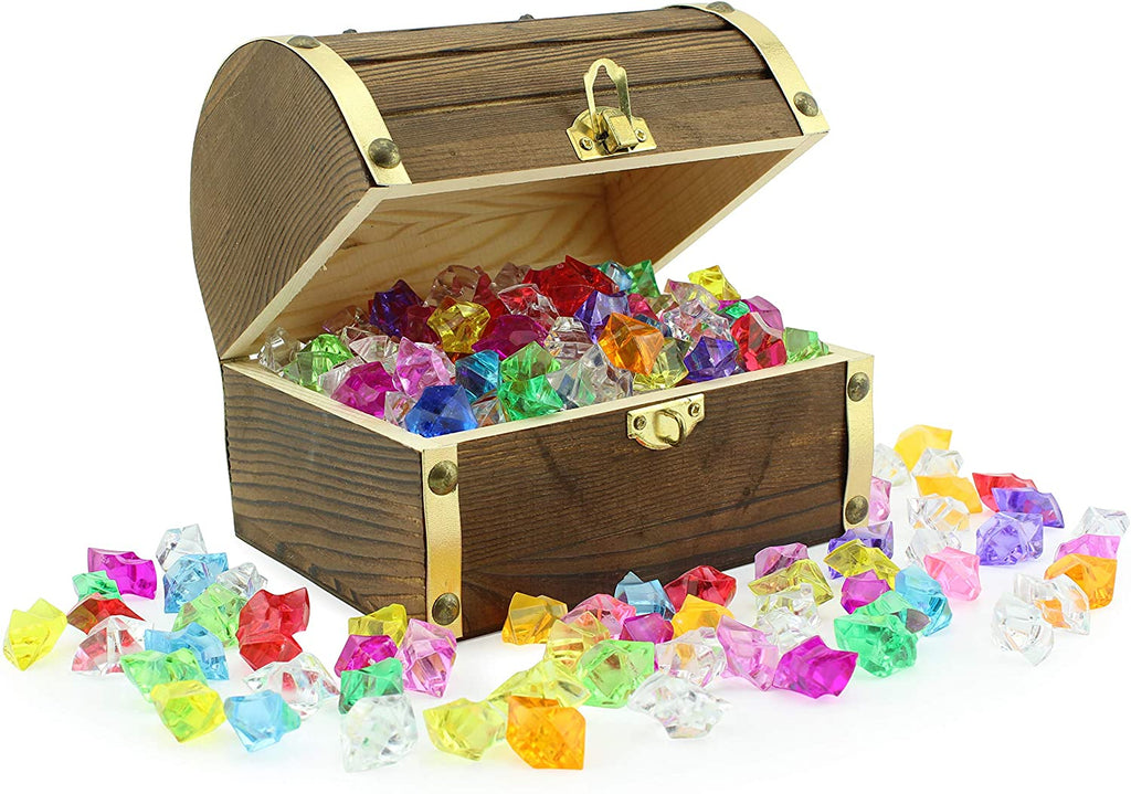 Wooden Pirate Treasure Chest w/ Jewels (Case of 18) - 18X_SH_1014_CASE