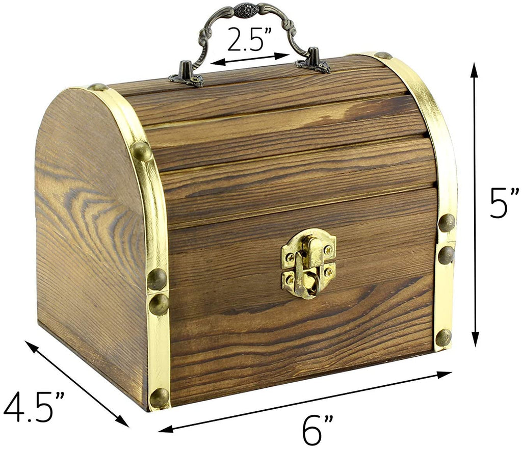 Wooden Pirate Treasure Chest with 240 Colored Jewels (Plastic Gems) - sh1014att0Chest
