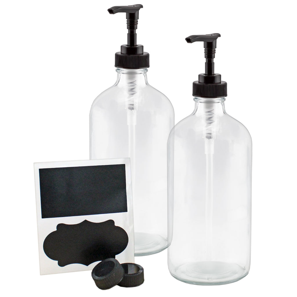 16oz Clear Glass Pump Bottles (2-Pack) - sh1220cb016amb
