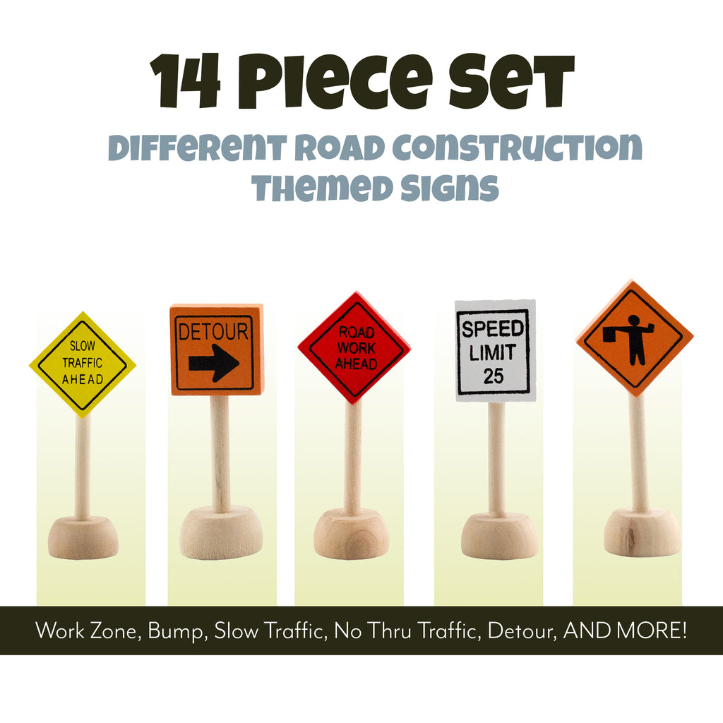 Toy Wooden Road Construction Traffic Sign Set (Case of 100 Sets) - 100X_SH_849_CASE