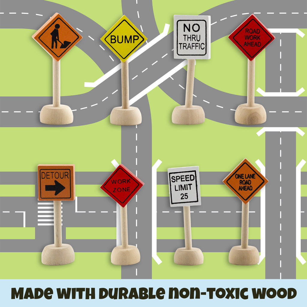 Toy Wooden Road Construction Traffic Sign Set - sh849att0717slk