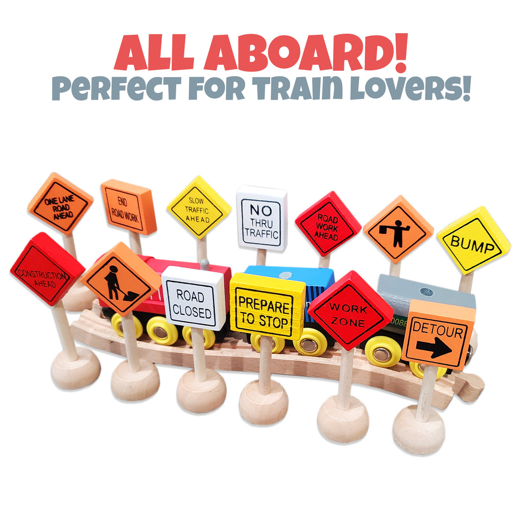 Toy Wooden Road Construction Traffic Sign Set (Case of 100 Sets) - 100X_SH_849_CASE