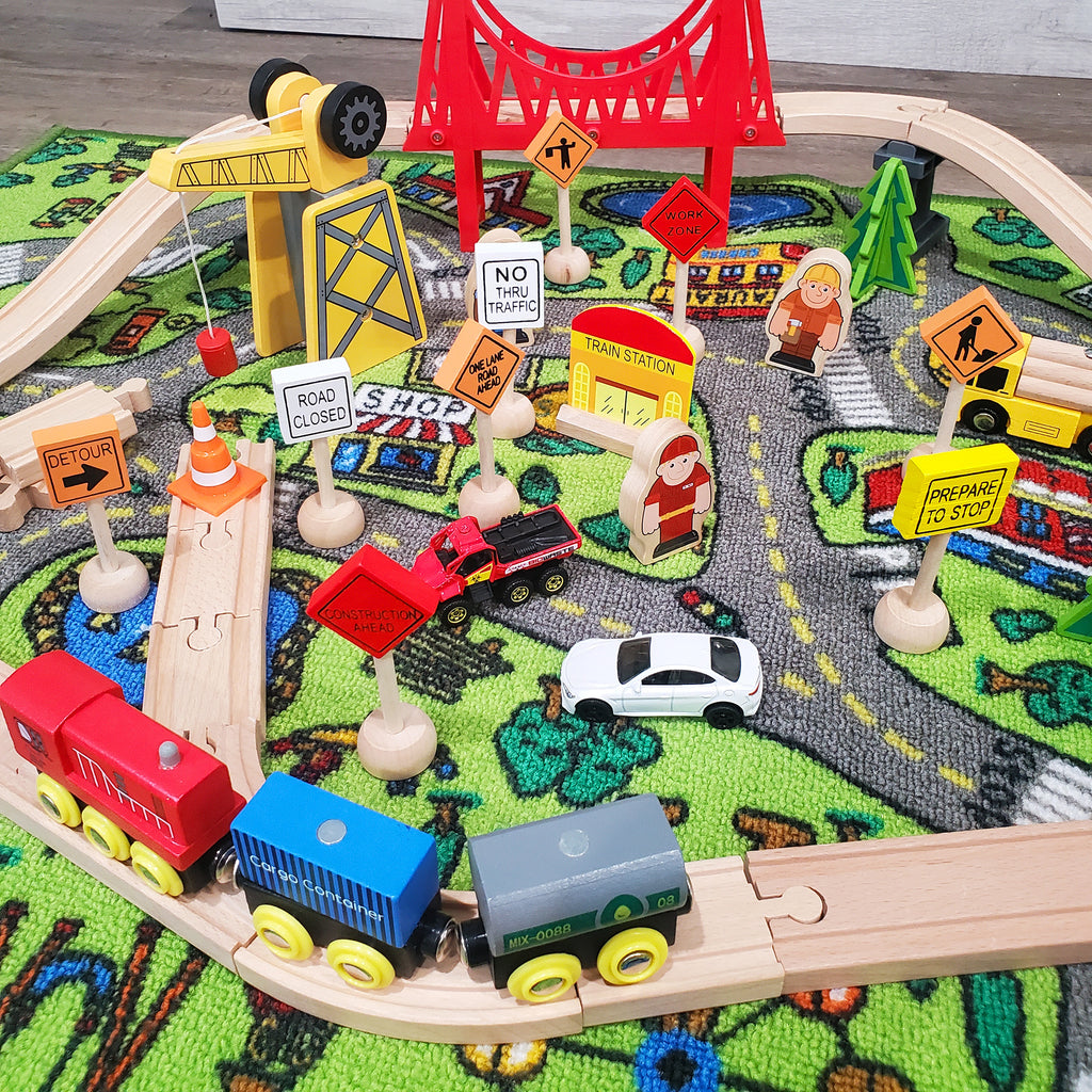 Toy Wooden Road Construction Traffic Sign Set (Case of 100 Sets) - 100X_SH_849_CASE