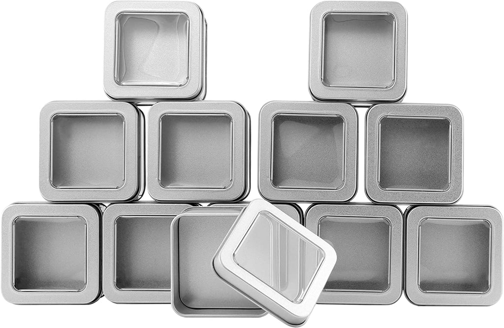 Square Silver Metal Tins w/View Window (Case of 240) - 20X_SH_1111_CASE