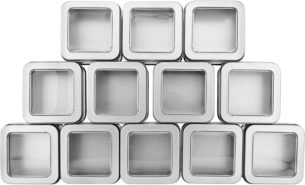 Square Silver Metal Tins w/View Window (Case of 240) - 20X_SH_1111_CASE