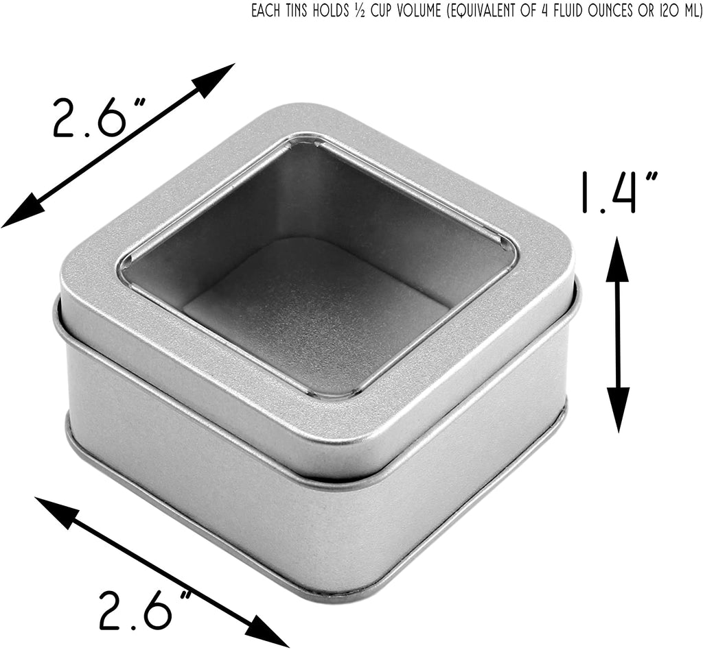 Square Silver Metal Tins w/View Window (Case of 240) - 20X_SH_1111_CASE