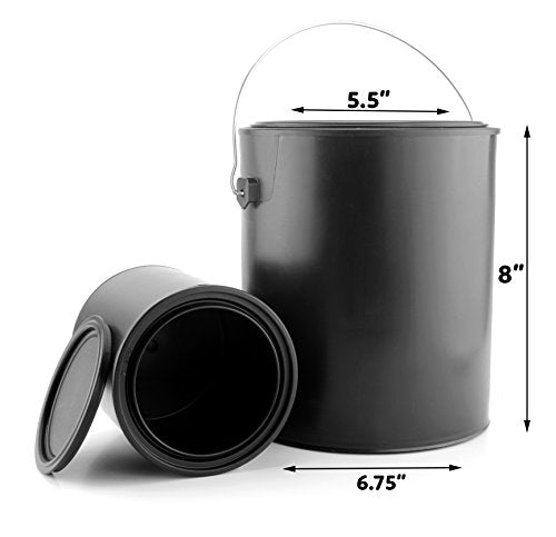 Black Paint Cans Gallon & Quart Plastic (1 Gallon Can, 1 Quart Can) - gq091517slk