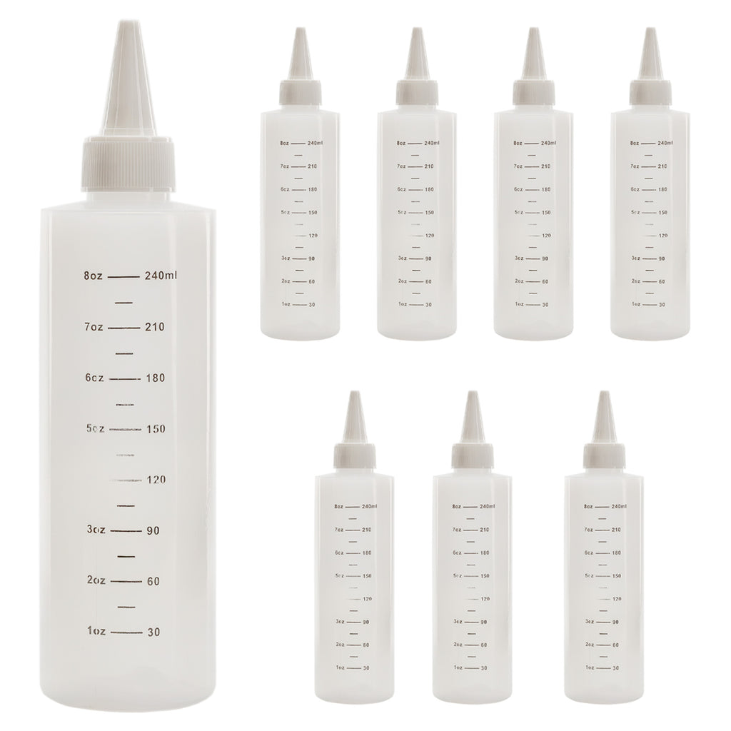 8oz Plastic Squeeze Bottles w/ Graduated Measurements (8-Pack) - sh1332cb0sqz