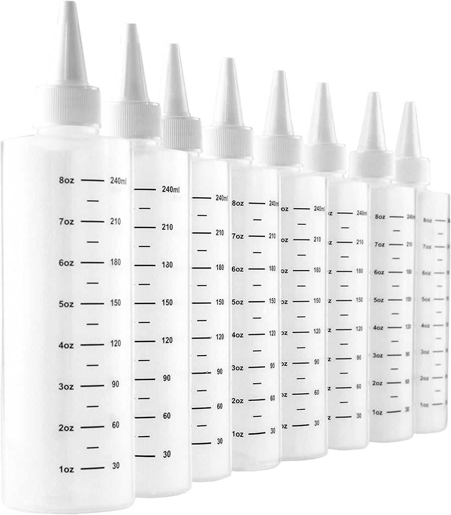 8oz Plastic Squeeze Bottles w/ Graduated Measurements (Case of 168) - 21X_SH_1332_CASE