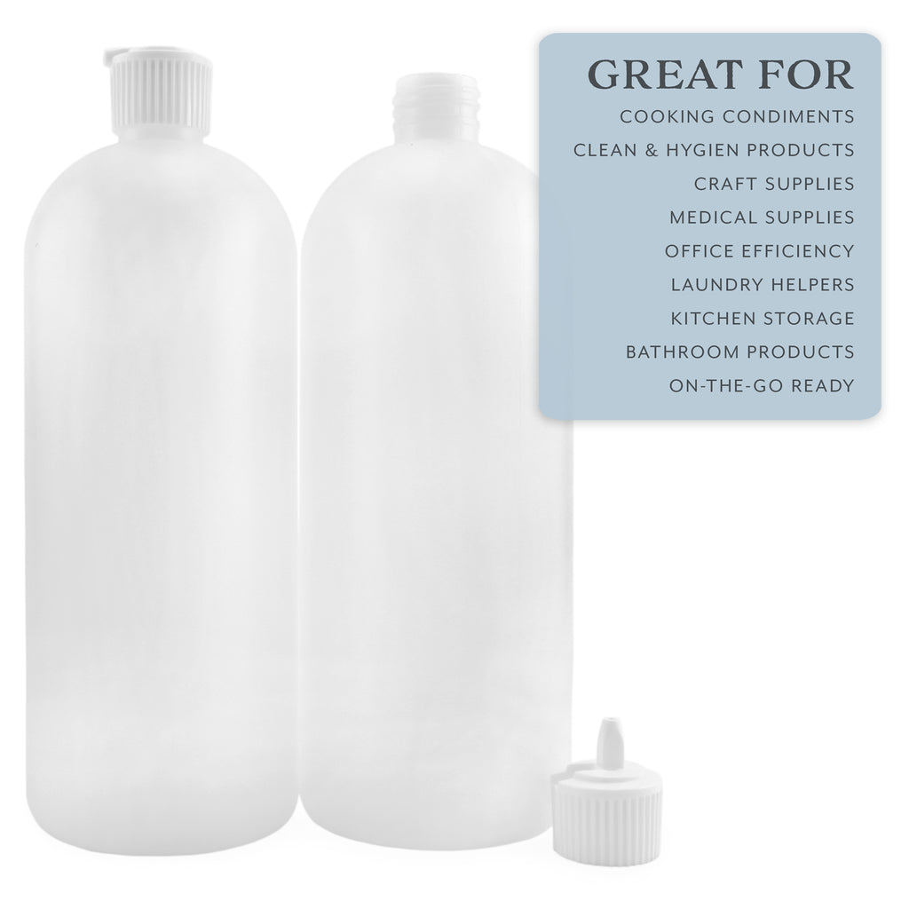 32oz Flip Top Plastic Squeeze Bottles (4-Pack) - sh1455cb032oz
