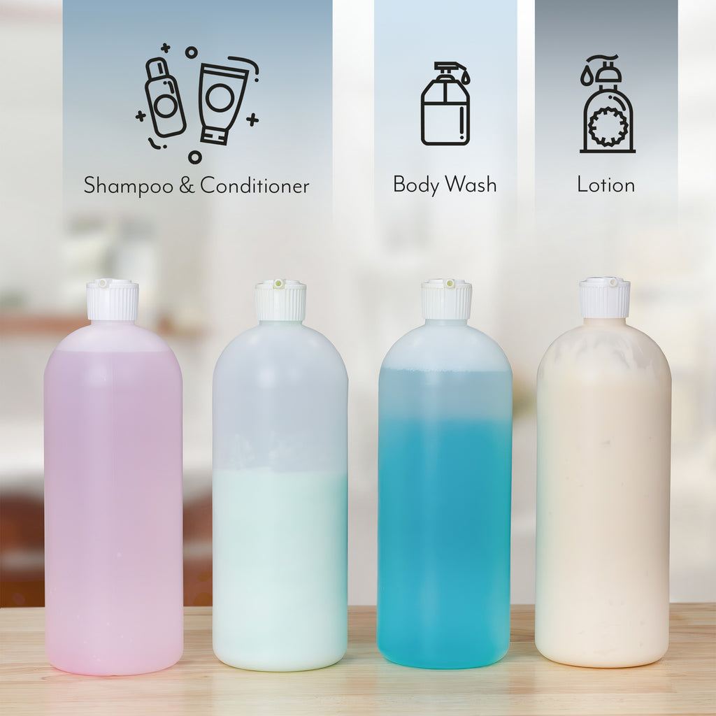 32oz Flip Top Plastic Squeeze Bottles (4-Pack) - sh1455cb032oz